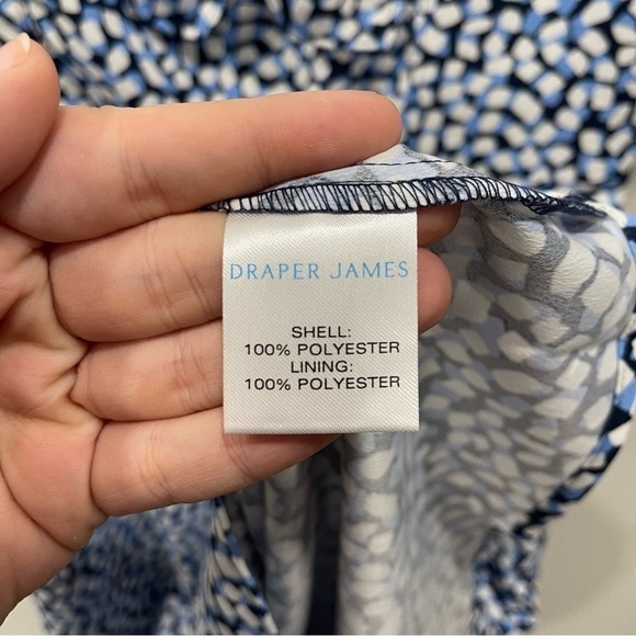 Draper James Patsy Dress Square Geo Smocked Puff Sleeve A-Line Sweetheart Neck - Picture 11 of 15